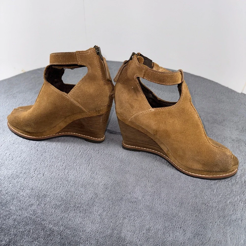 Ariat Boots Womens 6.5 Wedge Ankle Booties Brown Leather Peep Toe Casual BackZip